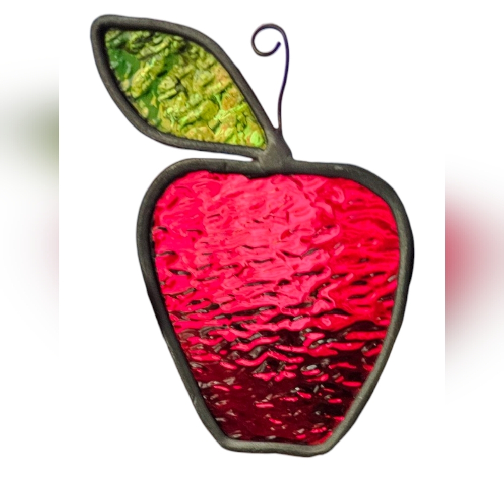 Vintage Stained Glass Apple 4x2.5"